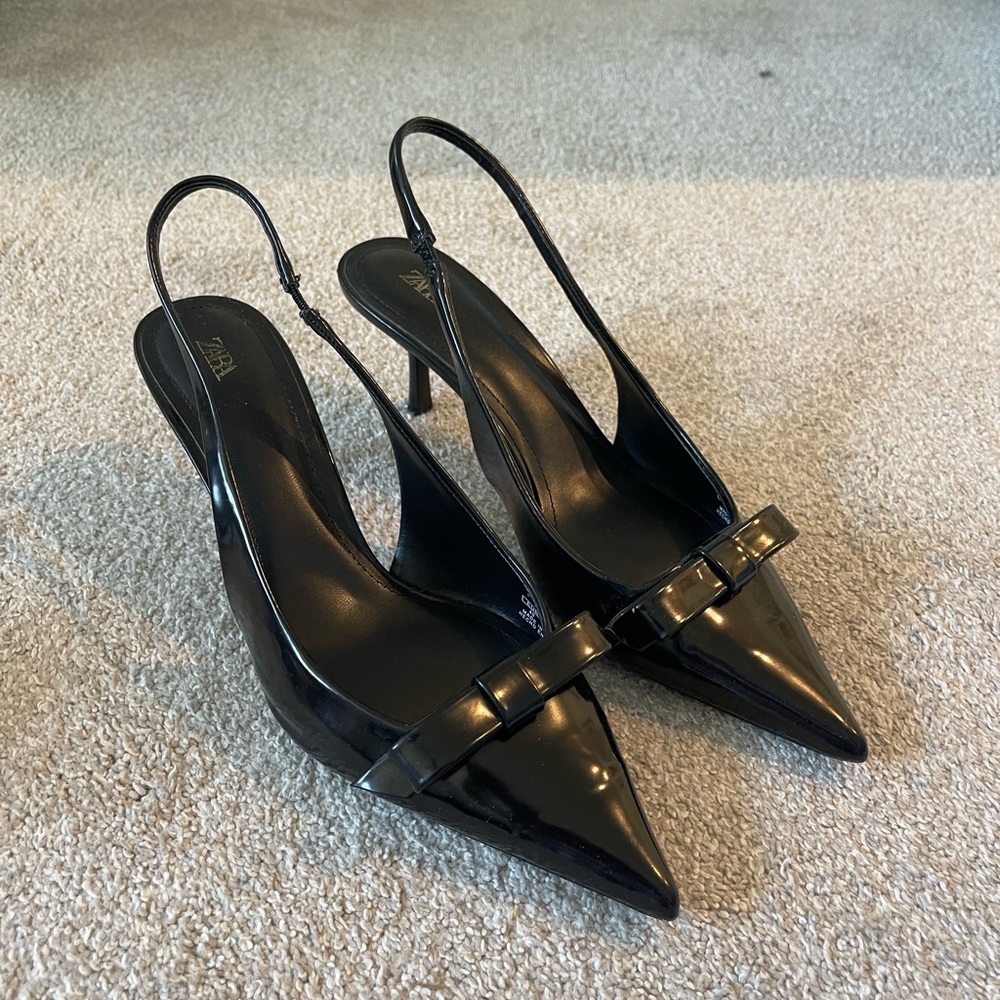 Zara Black Slingback Heels